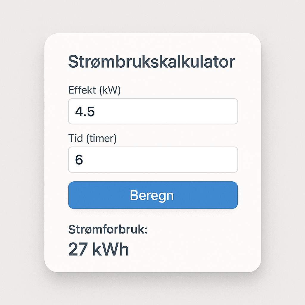Skjermbilde av kalkulator for lading