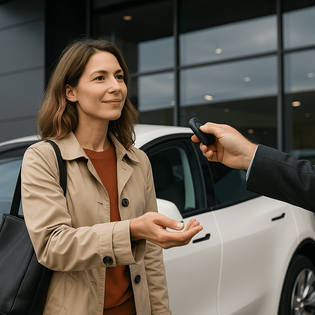 Person som prøvekjører en elbil